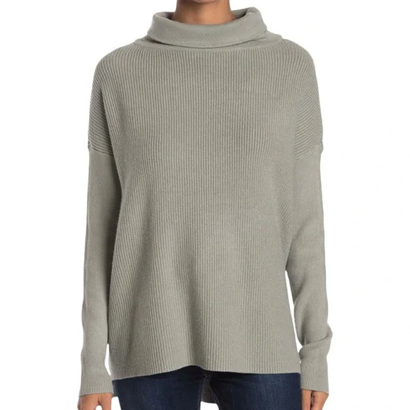 Devotion by Cyrus Womens Ribbed Tunic Sweater XXS Putty Grey Cowl Neck NWT - Picture 1 of 6